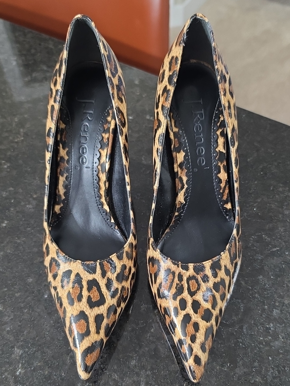 J.Renee Leopard Print Pointed Toe Pumps - Tan/Black